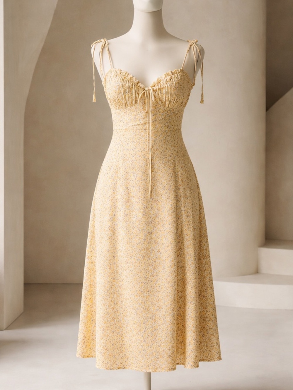 Shareen Collection Ditsy Floral Tie Split Hem Cami Dress
